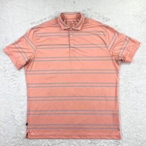 Mizzen + Main Polo Shirt Men's 2XL Trim Coral Gray Striped Stretch‎ Performance
